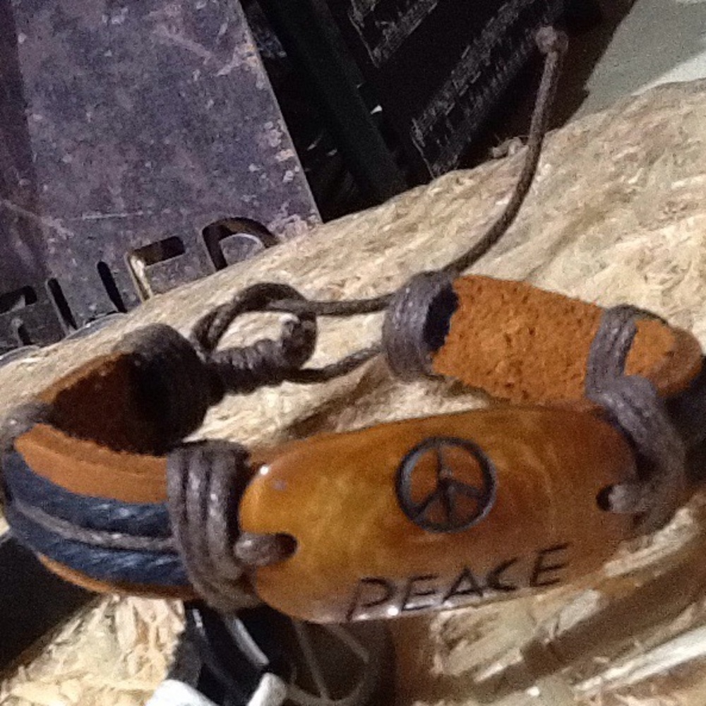 NWOT Leather Peace Bracelet
